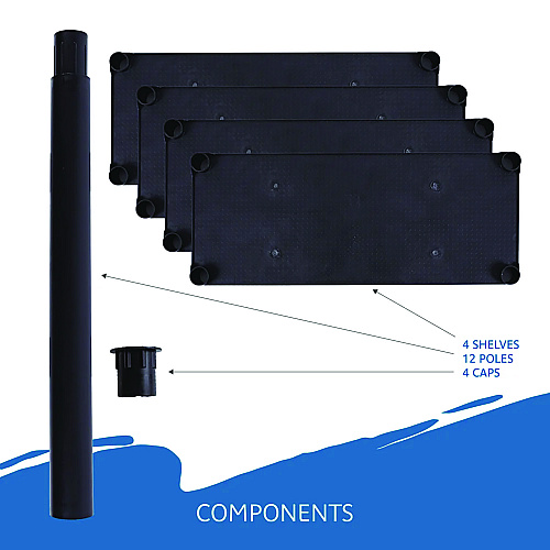 Iceberg Rough n Ready Open Storage System, Four-Shelf, Injection-Molded Polypropylene, 32w x 13d x 54h, Black (20841)