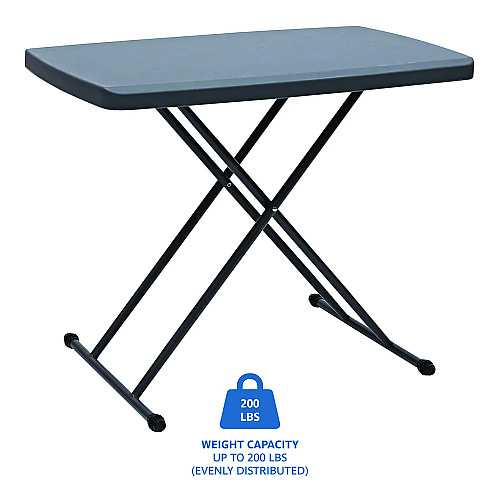 Iceberg IndestrucTable Classic Personal Folding Table, 30" x 20" x 25" to 28", Charcoal (65491)