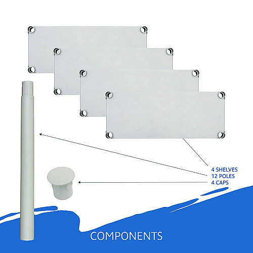 Iceberg Rough n Ready Open Storage System, Four-Shelf, Injection-Molded Polypropylene, 32w x 13d x 54h, Platinum (20843)