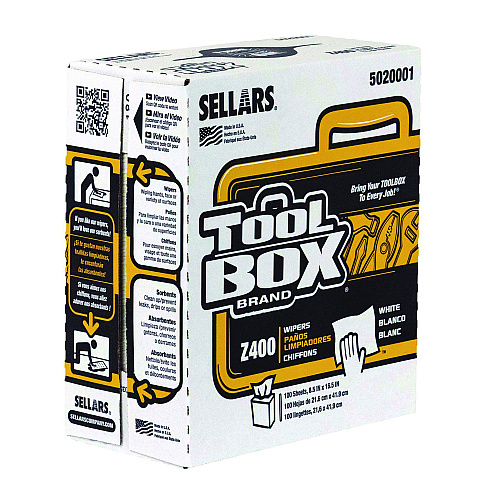 TOOLBOX Z400 Interfold Pop-Up Wipers, 1-Ply, 8.5 x 16.5, White, 12/Carton (5020001)