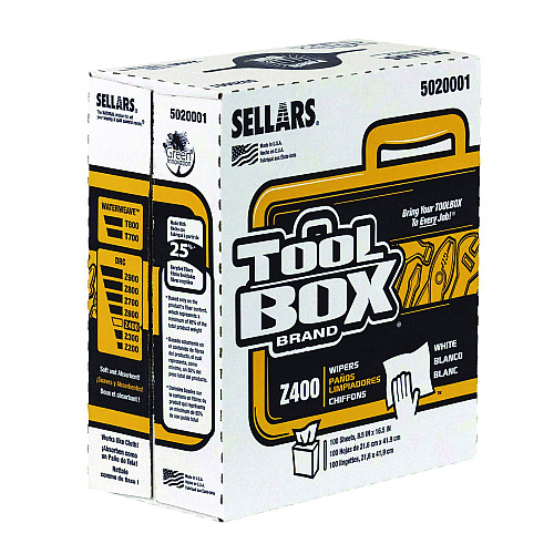 TOOLBOX Z400 Interfold Pop-Up Wipers, 1-Ply, 8.5 x 16.5, White, 12/Carton (5020001)