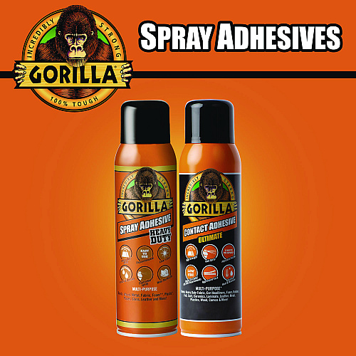 Gorilla Contact Adhesive Ultimate, 12.2 oz Aerosol Spray, Dries Light Yellow (109852)