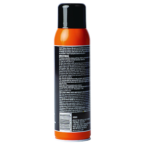 Gorilla Contact Adhesive Ultimate, 12.2 oz Aerosol Spray, Dries Light Yellow (109852)