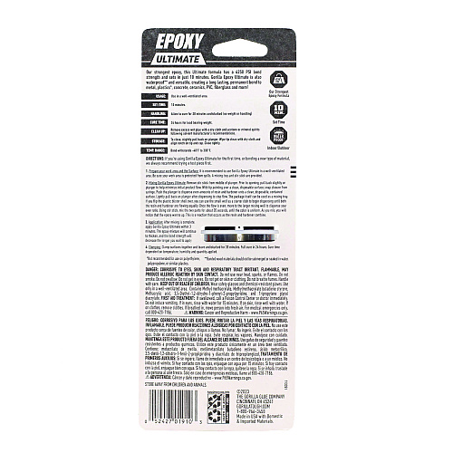 Gorilla Epoxy Ultimate, 0.85 oz Syringe, Dries Black (113442)