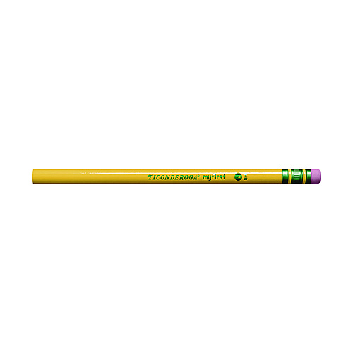 Dixon Ticonderoga Beginners Woodcase Pencil with Eraser and Microban, HB (#2), Black Lead, Yellow Barrel, 12/Pack (133080002)