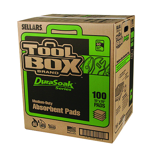 TOOLBOX DuraSoak Universal Sorbents Medium Duty Pad, 0.26 gal, 15 x 19, 100/Carton (23200)