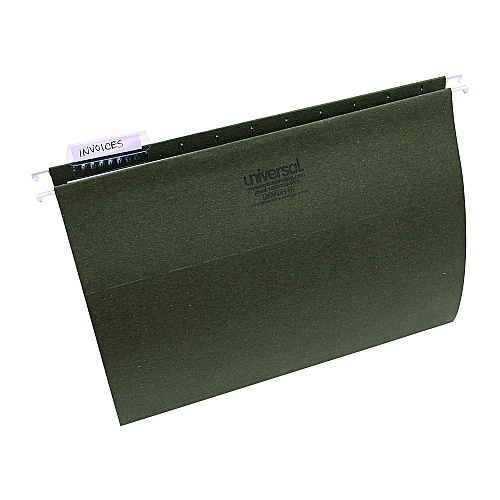 Universal Hanging File Folders, Letter Size, 1/5-Cut Tabs, Standard Green, 25/Box (UNV14115)
