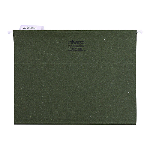 Universal Hanging File Folders, Letter Size, 1/5-Cut Tabs, Standard Green, 25/Box (UNV14115)