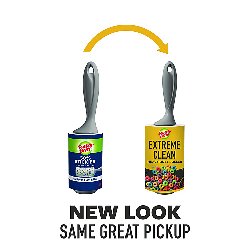 Scotch-Brite Extreme Clean Lint Roller, 4" x 54.59 ft, 100 Sheets/Roll, 2/Pack (830RS100TP)