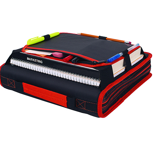 Five Star Zipper Binder, 3 Rings, 2" Capacity, 11 x 8.5, Black/Red Accents (29052CE8)