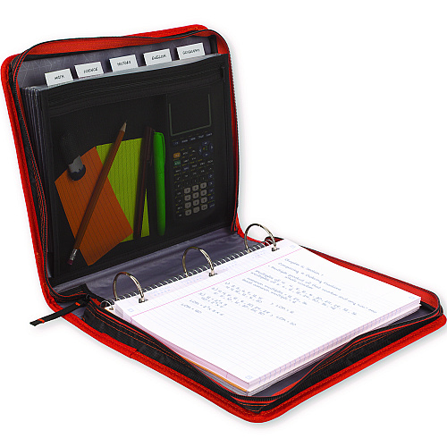 Five Star Zipper Binder, 3 Rings, 2" Capacity, 11 x 8.5, Black/Red Accents (29052CE8)
