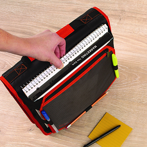 Five Star Zipper Binder, 3 Rings, 2" Capacity, 11 x 8.5, Black/Red Accents (29052CE8)