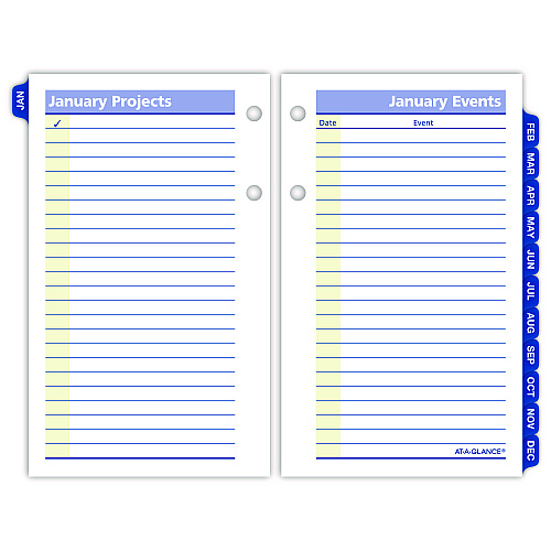 AT-A-GLANCE QuickNotes Desk Calendar Refill, 3.5 x 6, White/Yellow/Blue Sheets, 12-Month (Jan to Dec): 2026 (E51750)