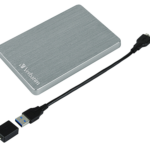 Verbatim Store n Go ALU Slim Portable Hard Drive, 1 TB, USB 3.2 Gen 1, Silver (53663)