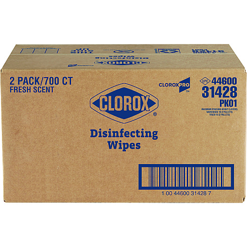 Clorox Disinfecting Wipes, 1-Ply, 7 x 8, Fresh Scent, White, 700/Bag Refill, 2 Bags/Carton (31428)
