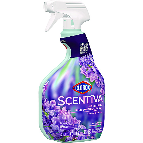 Clorox Scentiva Disinfecting Multi-Surface Cleaner, Tuscan Lavender and Jasmine, 32 oz, 9/Carton (60523CT)