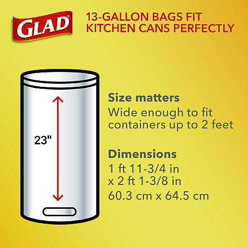 Glad ForceFlex Tall Kitchen Drawstring Trash Bags, 13 gal, 23.75" x 24.88", White, 240/Carton (79009)