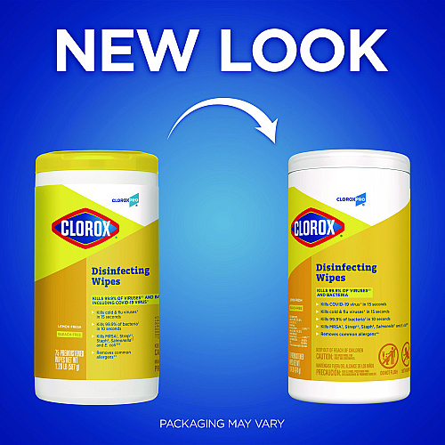 Clorox Disinfecting Wipes, 1-Ply, 7 x 8, Lemon Fresh, White, 75/Canister, 6/Carton (15948CT)