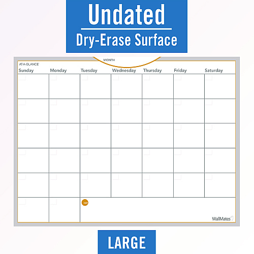 AT-A-GLANCE WallMates Self-Adhesive Dry Erase Monthly Planning Surfaces, 24 x 18, White/Gray/Orange Sheets, Undated (AW502028)