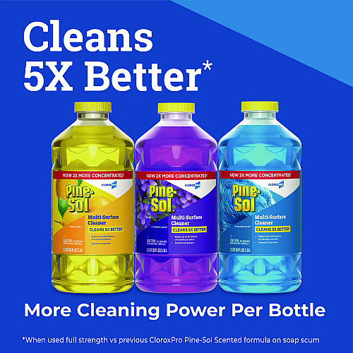 Pine-Sol CloroxPro Multi-Surface Cleaner Concentrated, Lemon Fresh Scent, 80 oz Bottle, 3/Carton (60607CT)