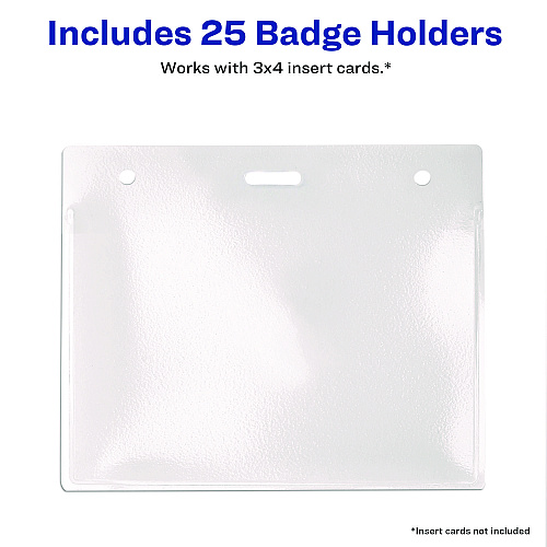 Avery Secure Top Heavy-Duty Badge Holders, Horizontal, 4w x 3h, Clear, 25/Pack (74471)