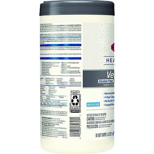 Clorox Healthcare VersaSure Cleaner Disinfectant Wipes, 1-Ply, 6.75 x 8, Fragranced, White, 85/Canister, 6 Canisters/Carton (31757)