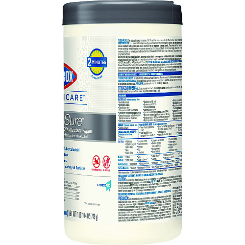 Clorox Healthcare VersaSure Cleaner Disinfectant Wipes, 1-Ply, 6.75 x 8, Fragranced, White, 85/Canister, 6 Canisters/Carton (31757)