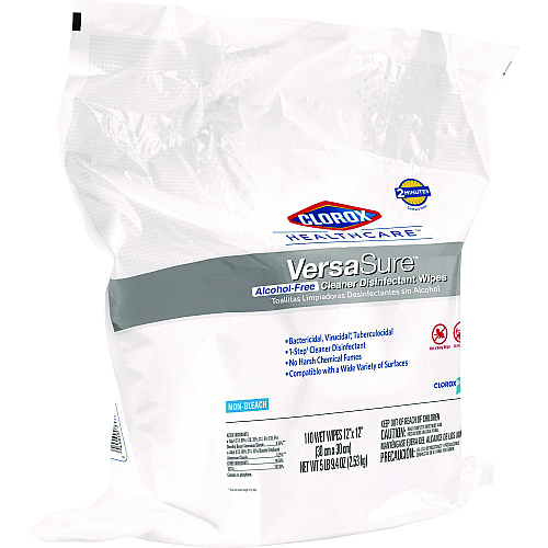 Clorox Healthcare VersaSure Cleaner Disinfectant Wipes, 1-Ply, 12 x 12, Fragranced, White, 110/Pouch (31761EA)