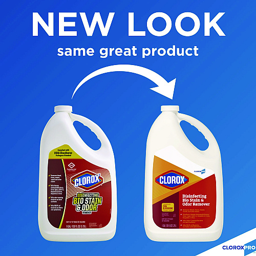 Clorox Disinfecting Bio Stain and Odor Remover, Fragranced, 128 oz Refill Bottle, 4/Carton (31910)