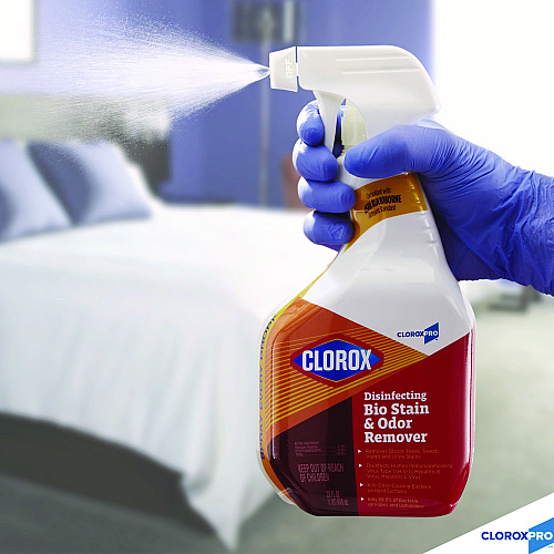 Clorox Disinfecting Bio Stain and Odor Remover, Fragranced, 128 oz Refill Bottle, 4/Carton (31910)