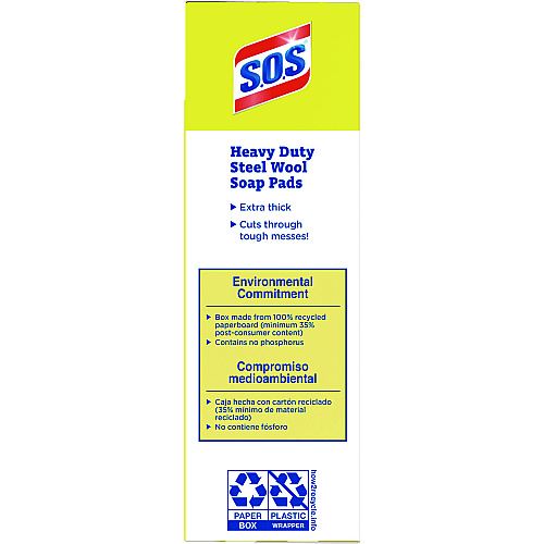S.O.S. Steel Wool Soap Pads, 2.4 x 3, Steel, 15 Pads/Box, 12 Boxes/Carton (88320CT)