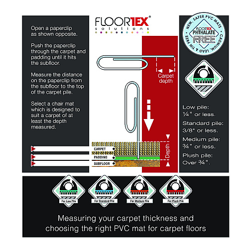 Floortex Cleartex Advantagemat Phthalate Free PVC Chair Mat for Low Pile Carpets, 45" w x 53" l, Clear (PF1113425EV)