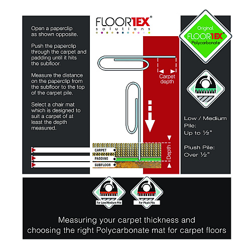 Floortex Cleartex Ultimat Polycarbonate Chair Mat for Low/Medium Pile Carpet, 48 x 60, Clear (ER1115223ER)