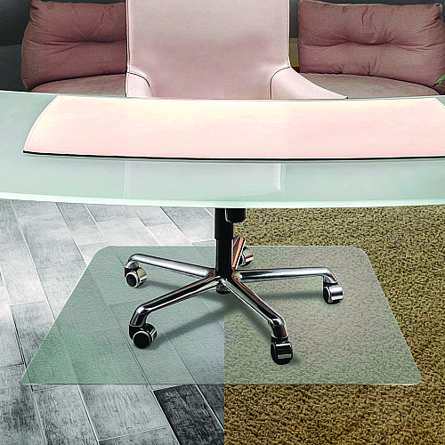 Floortex Cleartex Unomat Anti-Slip Polycarbonate Chair Mat for Flat Pile Carpeted and Hard Floors, Rectangular, 35" x 47", Clear (NRCMFLPD0003)