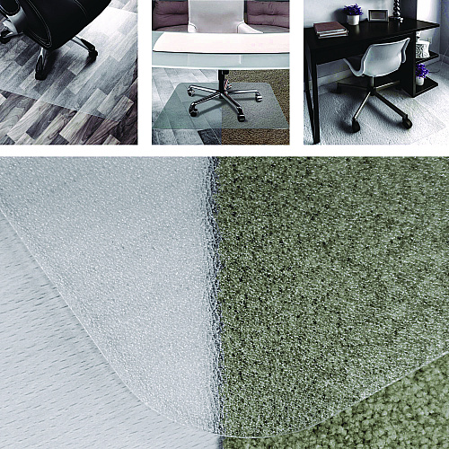 Floortex Cleartex Unomat Anti-Slip Polycarbonate Chair Mat for Flat Pile Carpeted and Hard Floors, Rectangular, 35" x 47", Clear (NRCMFLPD0003)