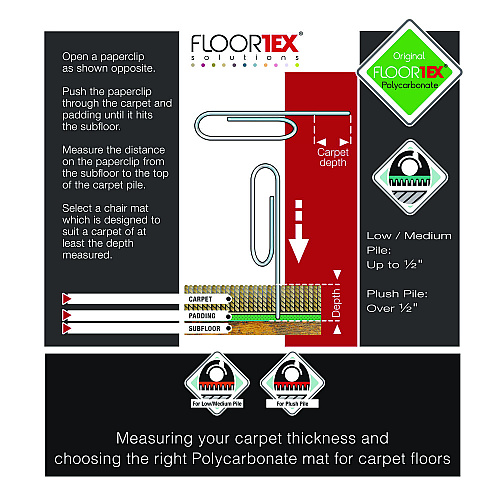 Floortex Cleartex Unomat Anti-Slip Polycarbonate Chair Mat for Flat Pile Carpeted and Hard Floors, Rectangular, 35" x 47", Clear (NRCMFLPD0003)