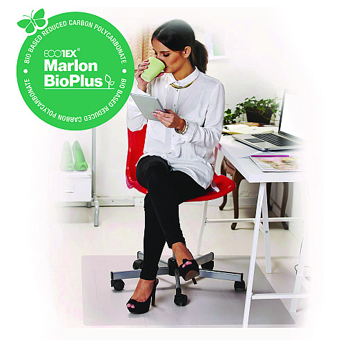 Floortex Ecotex Marlon BioPlus Rectangular Polycarbonate Chair Mat for Hard Floors, Rectangular, 29" w x 47" l, Clear (NCCMFLBS0001)