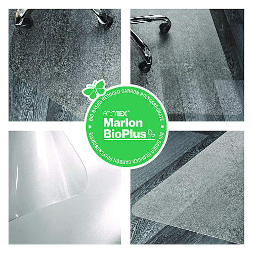 Floortex Ecotex Marlon BioPlus Rectangular Polycarbonate Chair Mat for Hard Floors, Rectangular, 45" w x 53" l, Clear (NRCMFLBS0003)