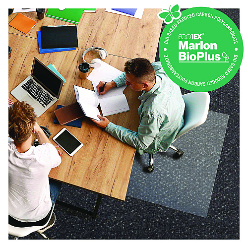 Floortex Ecotex Marlon BioPlus Rectangular Polycarbonate Chair Mat for Low/Medium Pile Carpets, Rectangular, 29 x 47, Clear (NCCMFLBG0001)