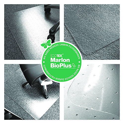 Floortex Ecotex Marlon BioPlus Rectangular Polycarbonate Chair Mat for Low/Medium Pile Carpets, Rectangular, 45" w  x 53" l, Clear (NRCMFLBG0003)