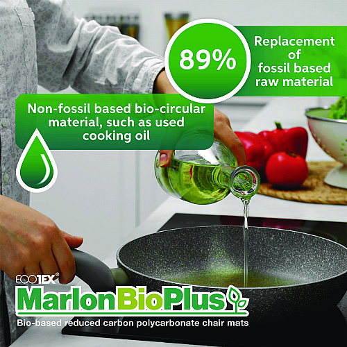 Floortex Ecotex Marlon BioPlus Rectangular Polycarbonate Chair Mat for Low/Medium Pile Carpets, Rectangular, 45" w  x 53" l, Clear (NRCMFLBG0003)