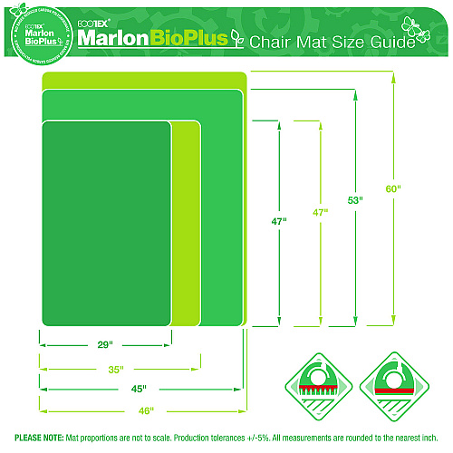Floortex Ecotex Marlon BioPlus Rectangular Polycarbonate Chair Mat for Low/Medium Pile Carpets, Rectangular, 45" w  x 53" l, Clear (NRCMFLBG0003)