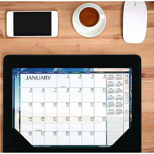House of Doolittle Recycled Earthscapes Desk Pad Calendar, Seascapes Photography, 18.5 x 13, Black Binding/Corners,12-Month (Jan to Dec): 2026 (1386)