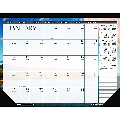 House of Doolittle Recycled Earthscapes Desk Pad Calendar, Seascapes Photography, 18.5 x 13, Black Binding/Corners,12-Month (Jan to Dec): 2026 (1386)