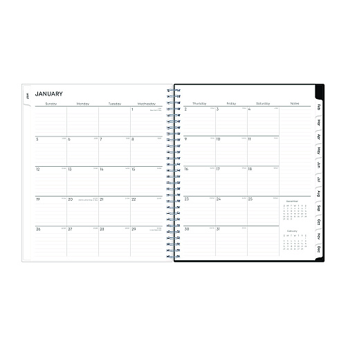 Blue Sky Analeis Monthly Planner, Floral Artwork, 10 x 8, White/Black/Coral Cover, 12-Month (Jan to Dec): 2026 (100004)