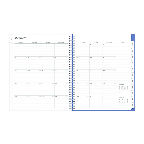 Blue Sky Lindley Weekly/Monthly Planner, Floral Artwork, 11 x 8.5, White/Blue/Green Cover, 12-Month (Jan to Dec): 2026 (100654)