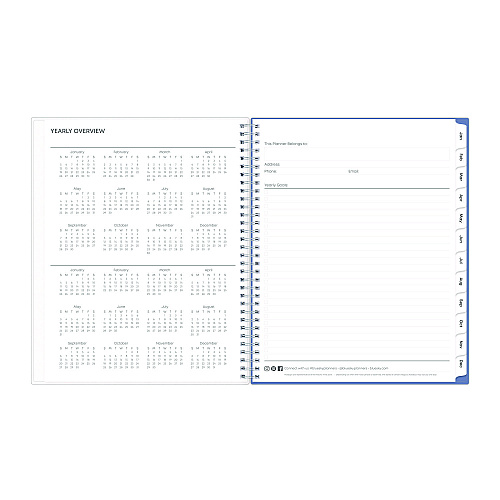 Blue Sky Lindley Weekly/Monthly Planner, Floral Artwork, 11 x 8.5, White/Blue/Green Cover, 12-Month (Jan to Dec): 2026 (100654)