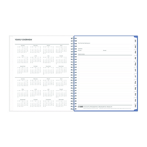 Blue Sky Lindley Monthly Planner, Floral Artwork, 10 x 8, White/Blue/Green Cover, 12-Month (Jan to Dec): 2026 (101582)