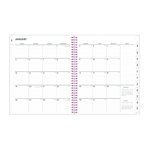 Blue Sky Joselyn Weekly/Monthly Planner, Floral Artwork, 11 x 8.5, Pink/Peach/Black Cover, 12-Month (Jan to Dec): 2026 (110394)