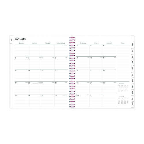 Blue Sky Joselyn Monthly Wirebound Planner, Floral Artwork, 10 x 8, Pink/Peach/Black Cover, 12-Month (Jan to Dec): 2026 (110395)